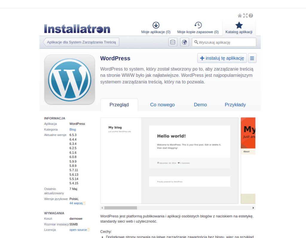 Instalacja wordpressa dla początkujących, instlacja wrodrpressa przez installatron, jak zainstalować wordpresa,